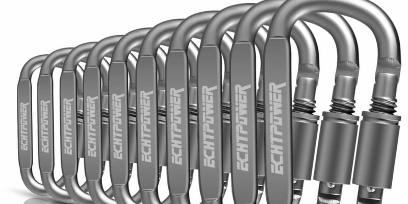 Lot de 10 mousquetons en alliage d’aluminium inoxydable à visser. Carabiner avec fermeture à vis, parfait pour des activités en plein air, au camping, en randonnée ou encore à la pêche. Charge maximale de 60KG