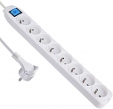 Electraline 32045 Bloc Multiprise 8 Prises avec interrupteur – câble 1,5 m – fiche plate Blanc