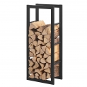 en.CASA Porte-bûches Étagère en métal pour Bois de cheminée Rangement de bûches Acier Noir 40x100x25cm
