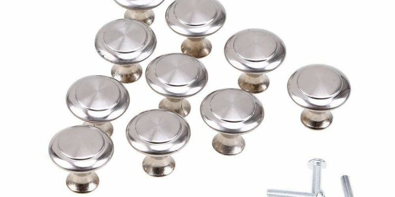 Lot de 30 boutons de tiroir en acier inoxydable. Bouton de tiroir pour meuble, armoire, porte placard. Poignée avec vis argenté de 24mm