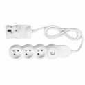 Bloc 3 prises électriques Expert Line. Design avec interrupteur à pied, Blanc. Certifications et normes : NF C Lcie.