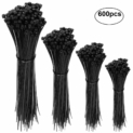 Faburo 600 Pièces Attaches de Cable, Aival autobloquant Zip Ties, Cable en Solide Nylon Zip Ties