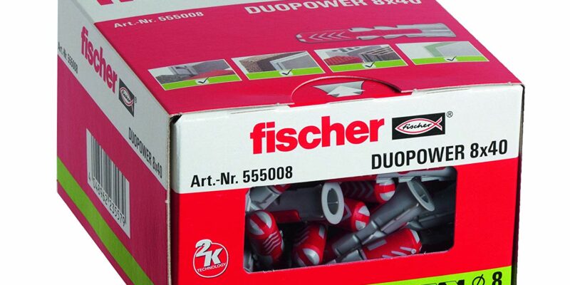 Lot de 100 chevilles 8 x 40 mm, Fischer 555008 duopower