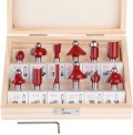 flintronic Fraises defonceuse 6.35mm. Coffret de 12 Fraises à Rainurer Droites, Fraise de Rainure Set Cutter en Bois de Coupe Outil de Travail du Bois(Caisse de Boîte en Bois)