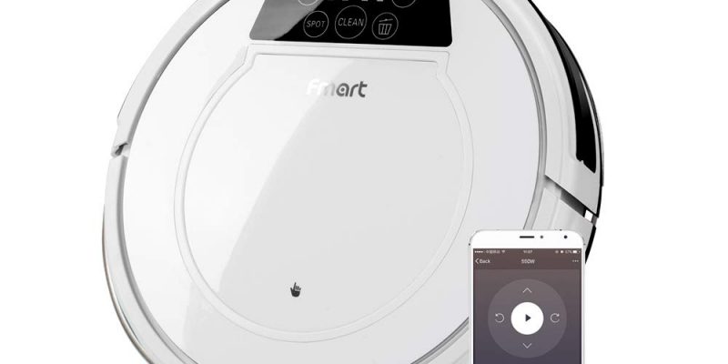 Aspirateur robot rechargable, aspiration par balayage. Mode spécial multi-nettoyants pour les animaux de compagnie. Contrôlable par smartphone