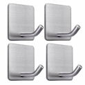 Lot de 4 crochets adhésifs pour salle de bains. Portée maximale 8 Kg, en acier INOX. Porte serviette auto-adhésif