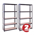 G-Rack Rangement pour Garage (2 Unités), 180cm x 90cm x 30cm (Noir) – 5 Niveaux, Capacité de 875kg (175kg par Étagère) – très résistant, Charge Lourde