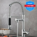 GAVAER Robinet Cuisine pivotant à 360° Robinetterie à Ressort Mitigeur Cuisine, Avec 2 JetsModes Spray et Stream available, Froid & Chaud Disponible, Laiton chromé.