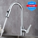 Robinet de cuisine GAVAER pivotant à 360°, avec dual fonctions. Mitigeur de cuisine extractible. En laiton chromé, mitigeur pour évier. Anti-corrosion et anti-rouille