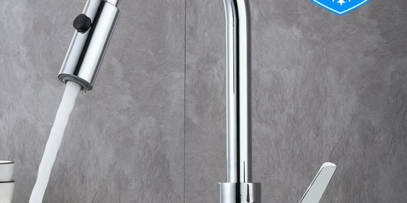 Robinet de cuisine GAVAER pivotant à 360°, avec dual fonctions. Mitigeur de cuisine extractible. En laiton chromé, mitigeur pour évier. Anti-corrosion et anti-rouille
