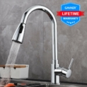 GAVAER Robinet de Cuisine, Pivotant à 360° Mitigeur Cuisine avec Douchette Extractible et Pulvérisateur Double Fonction, pour éviers de Cuisine, Froid & Chaud Disponible, Laiton Chromé.