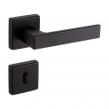 Gedotec Ensemble Poignées Porte Rosace – PUSH Poignée Aluminium Inox – Porte de Chambre, Bureau, Cuisine, Intérieure et Extérieure – Plaque de Serrure – Épaisseur de Porte de 35 à 47 mm – Noir
