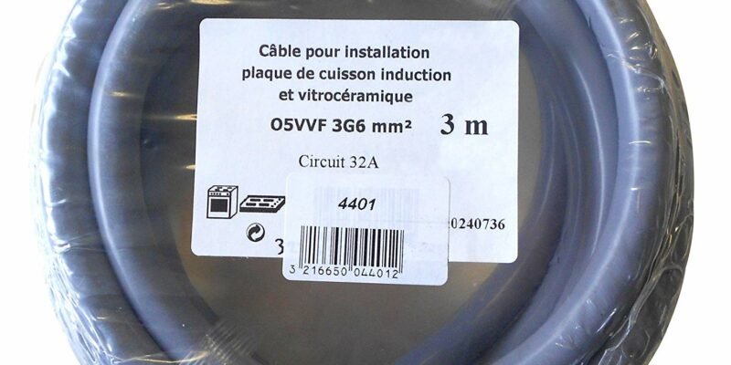 Cable électrique pour plaque de cuisson induction ou vitroceramique 32A