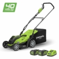 Greenworks Tondeuse à gazon sans fil sur batterie 35cm 40V Lithium-ion avec 2 batteries 2Ah et chargeur – 2501907UC