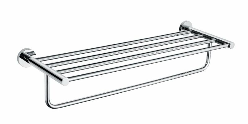 Barre porte serviette et tablette 60CM. Étagère murale pour salle de bain. En Laiton et Chrome