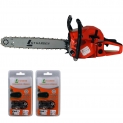 GT Garden Tronçonneuse Thermique 62 cm3, 3.5 CV, Guide 50 cm, 2 chaînes