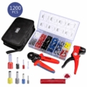 Ensemble de pinces à sertir et à dénuder. Livré avec 1200 embouts de cablage, cosse de cable 0.25-10.00 mm². Kit complet de sertissage dans un sac à outils