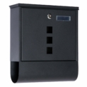 Homcom Boîte aux Lettres Murale 31L x 10l x 34H cm Rouleau à journaux Serrure 2 clés 3 fenêtres kit Fixation Acier Inoxydable Noir