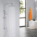 Homelody Colonne de Douche Sans Robinet 3 Jets D’eau Douche à Pluie Ultra-mince Effet Miroir 12 Pouces Showerpipe SS304 Système de Douche Colonne de Douche pour Salle de Bain