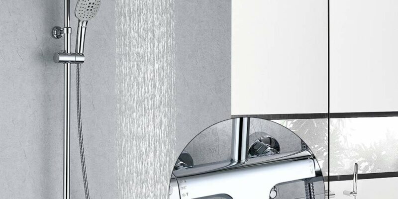 Colonne de douche thermostatique, mitigeur cascade pommeau 3 Jets d’eau. Ensemble de système de douche avec hauteur réglable.