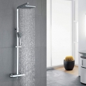HOMELODY Colonne Douche Thermostatique Italienne Ensemble Douche avec Mitigeur Thermostatique Système de Douche Chromé Hauteur Réglable Tête douche Picots Anti-calcaire Carré 200x200mm