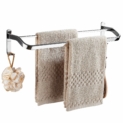 HOMFA Porte-Serviettes Mural en Acier Inoxydable avec Double Barre, Support Serviette de Salle de Bain de 77cm avec Finition Poli Chromée , Résistants à La Corrosion Sans Perçage