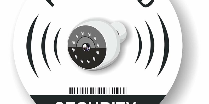 Lot de 8 autocollants caméra IP de Surveillance, 95mm. Usage extérieur et intérieur. Dissuasif pour faire fuir les Voleurs !