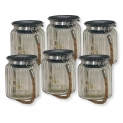 ISOTRONIC Lot de 6 lampes solaires à LED (lot de 6) lanternes solaires pour jardin, balcon et extérieur – 10 LED par lampe – verre de conservation / décoration pour fête, mariage, fête, mariage