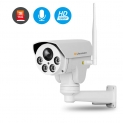 Jennov PTZ Caméra Surveillance WiFi Extérieure, HD 1080P Caméra IP sans Fil 4X Zoom Optique Caméra de Sécirité, Enregistrement du Son/de la Vidéo, Vision Nocturne, Étanche IP66, 16G SD Carte Inclus