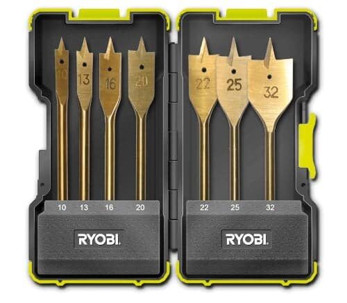 Coffret antichocs RYOBI 7 mèches plates pour perçage bois RAK07SB