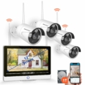 Kit Vidéo Surveillance Système de Caméra sans Fil,SMONET 8 CH Extensible 1080P NVR et 4 * 960P Caméras avec 1 to Disque Dur et Ecran 12”, Vision Nocturne, APP Gratuite, Blanche