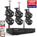 Kit Vidéo Surveillance Système de Caméra sans Fil,SMONET 8 CH Extensible 1080P NVR et 6 * 960P Caméras avec 1 to Disque Dur, Vision Nocturne, Surveiller Facilement à Distance Via APP Gratuite, Noir