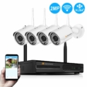 Kit Vidéo Surveillance WiFi sans Fil, Jennov HD Système Caméra Surveillance de Sécurité, 4CH WiFi NVR avec 4pcs 1080P IP Caméras Hydrofuge, Vision Nocturne, Détection de Mouvement, sans Disque Dur