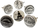 knoa – Lot de 6 boutons pour portes d’armoire, tiroirs et commodes, Noir et blanc monochrome