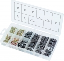 Assortiment de 170 vis et écrous cage. Vendu en boite plastique.