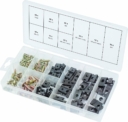 Assortiment de 170 vis et écrous cage. Vendu en boite plastique.