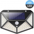 Lampe Solaire Extérieur 100 LED éclairage Extérieur étanche 270° 2200mAH mAh lumière Solaire Détecteur de Mouvement 180 ° Spot Solaire Applique avec 3 Modes d’éclairage pour Jardin (NOIR, 1PCS)