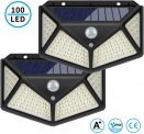 LED Lampe Solaire Extérieur 2 Pack 100 LED Détecteur de Movement Spot Solaire LED