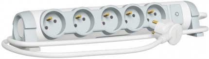 Legrand LEG50079 Rallonge avec bloc prises 5 x 2P + T avec interrupteur cordon 1,5 m