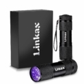 Linkax Lampe Torche UV LED Lampe de Poche Lumière Noire 395nm Lumière Ultraviolet Détecteur d’urine et Tache d’animaux pour traceurs fluorescents tapis(2 Pièces)