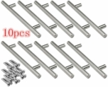 Logtronik 10pcs Poignée Barre Poignée de Meuble en Acier Inoxydable Poignée en T pour Tiroir Porte de Placard Cuisine (10cm)