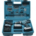Perceuse visseuse à percussion Makita HP457DWE 10. 2 x 18 V 1,5 Ah. Livrée avec ses accessoires.