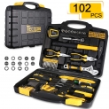 Mallette Outils, TECCPO Boîte a Outils 102pcs Avec Cles, jeu de Tournevis de Precision, Marteau, Pince et Coffre a Outils, Ideal pour Les Reparations Domiciliaires – THTC01H