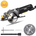 Mini scie circulaire professionnelle TECCPO. 480W. Lame de scie diamètre 115mm, moteur en fil de cuivre, angle de coupe réglable de 90° à 45°.