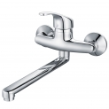 Robinet mitigeur mural de cuisine bec orientable en laiton. Chromé, garantie 5 ans