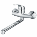 Robinet mitigeur mural de cuisine bec orientable en laiton. Chromé, garantie 5 ans