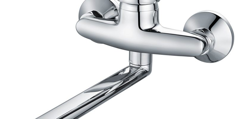 Robinet mitigeur mural de cuisine bec orientable en laiton. Chromé, garantie 5 ans