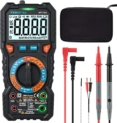 Multimètre Numérique TRMS 6000 Comptes Tilswall Multimètre Digital de Sécurité Élevée Anti-Brûlure Double Fusible,NCV avec Sac Rangement,2 AAA Piles pour Mesurer Tension/Courant AC DC,Résistance