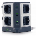 Multiprise Parafoudre BESTEK Parasurtenseur avec 8 Prises EU et 6 Ports USB 2,4A, Interrupteur, Adaptateur Douille, Clapet Sécuritaire, et 1600J Protection Surtensions