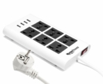 MutecPower Powerstrip Universelle 6 Femelles 4 Ports USB – 100V à 220V / 250V 2500 Watts Surge Protector disjoncteur l’usage du Monde